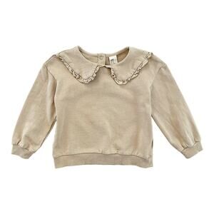 H&M Ruffled Cotton Sweatshirt Size 2T Beige